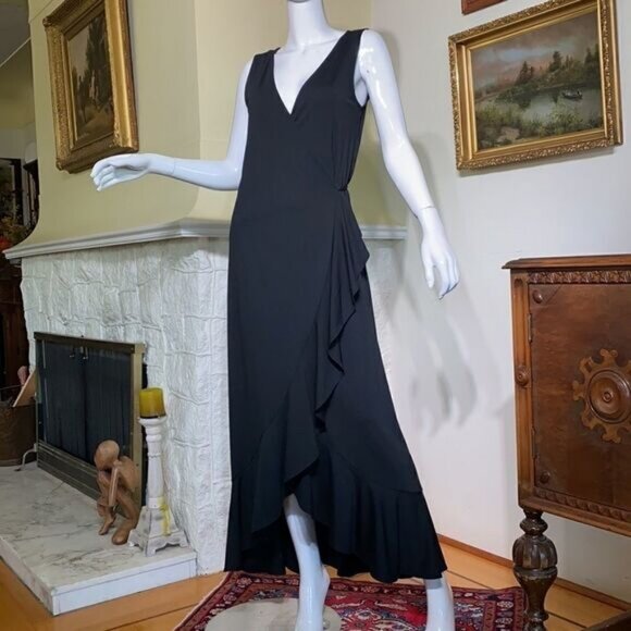 Banana Republic Soft Ponte Ruffle Maxi Wrap Dress - Picture 1 of 8